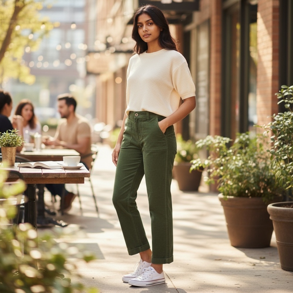 Free People High Time Velvet Kick Flare‎ Pant Chive Women’s